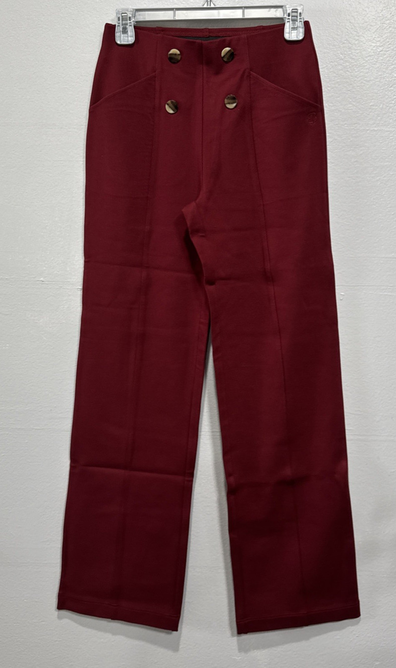 Betabrand Atlantic Pant Wide Leg Dress Pant Yoga Pants S Oxblood Office Business
